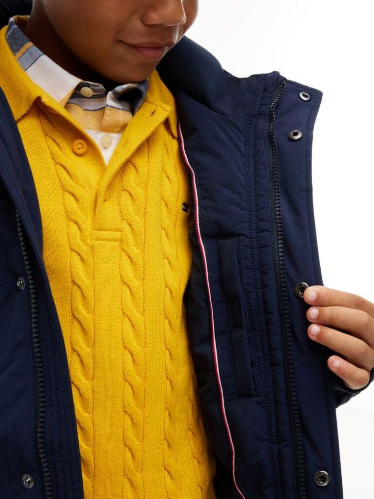 Blue Geaca Parka Cu Blana Artificiala Si Croiala Lejera  Baieti