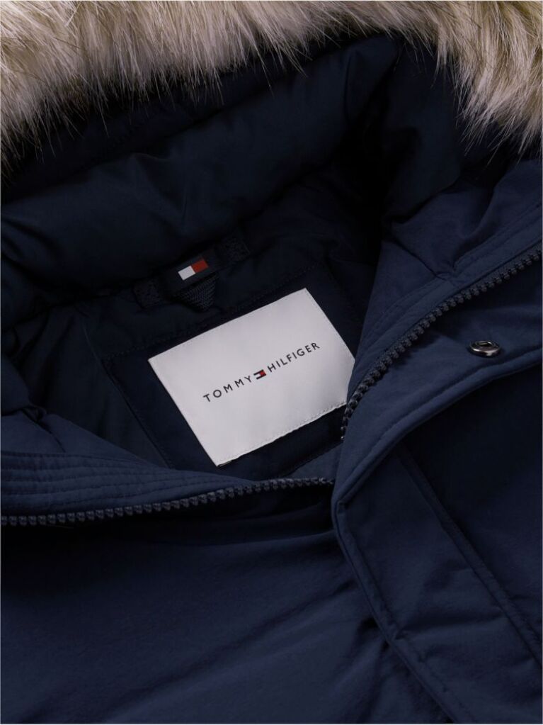 Blue Geaca Parka Cu Blana Artificiala Si Croiala Lejera  Baieti