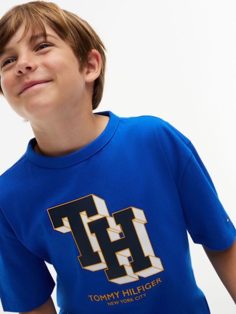Blue T-Shirt Varsity Din Jerseu Cu Logo  Baieti