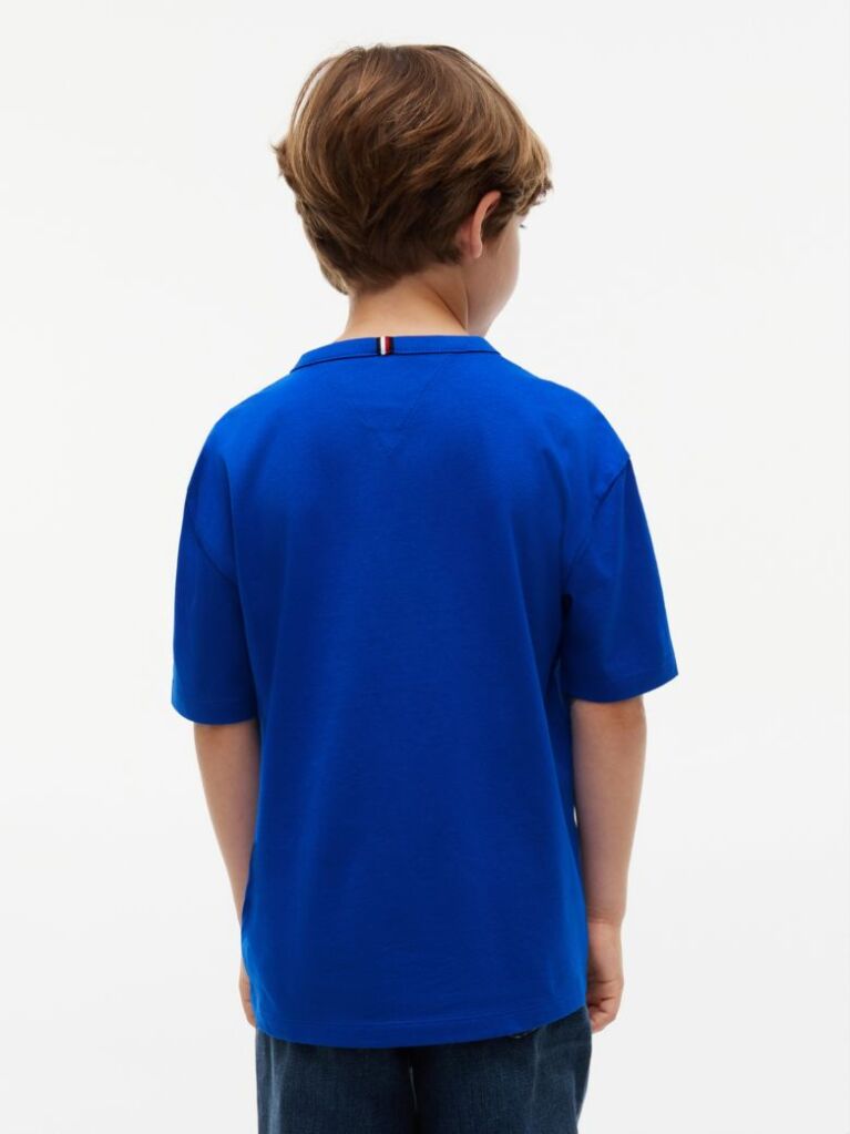 Blue T-Shirt Varsity Din Jerseu Cu Logo  Baieti