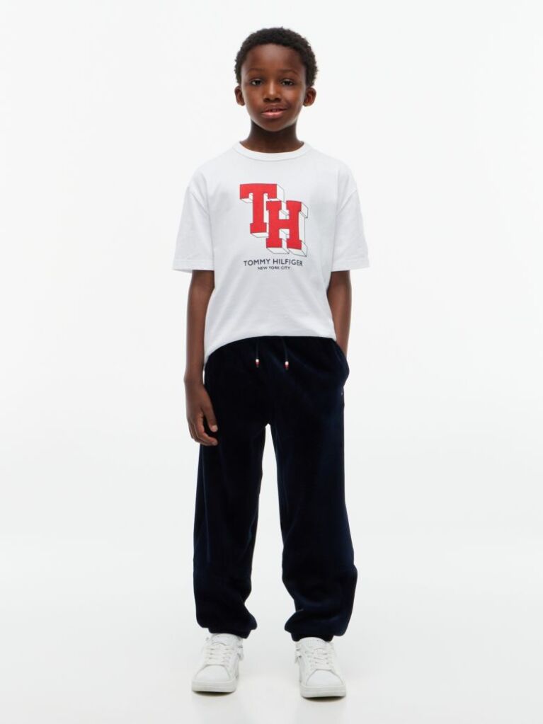 Alb T-Shirt Varsity Din Jerseu Cu Logo  Baieti