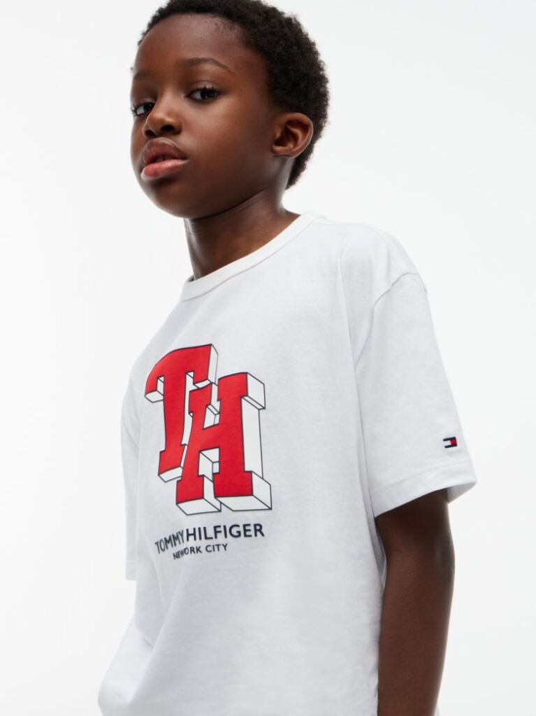 Alb T-Shirt Varsity Din Jerseu Cu Logo  Baieti