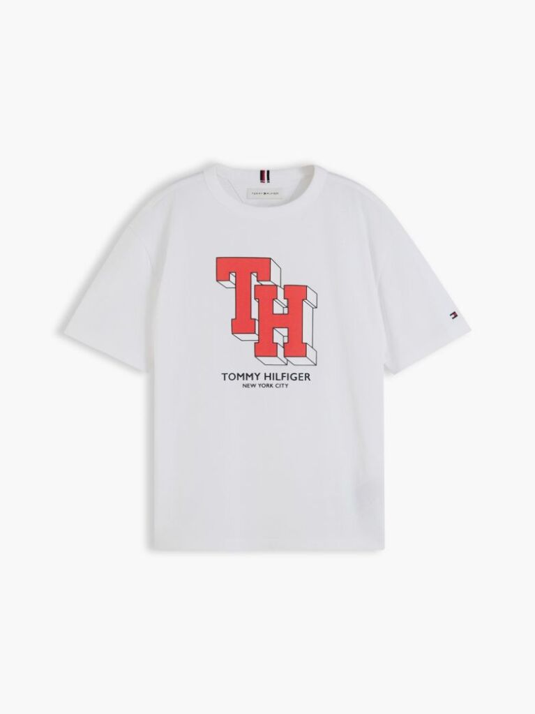 Alb T-Shirt Varsity Din Jerseu Cu Logo  Baieti