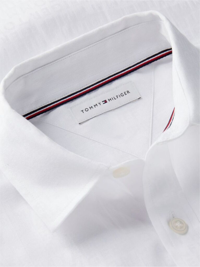 Alb Camasa Jacquard Cu Croiala Regular  Baieti