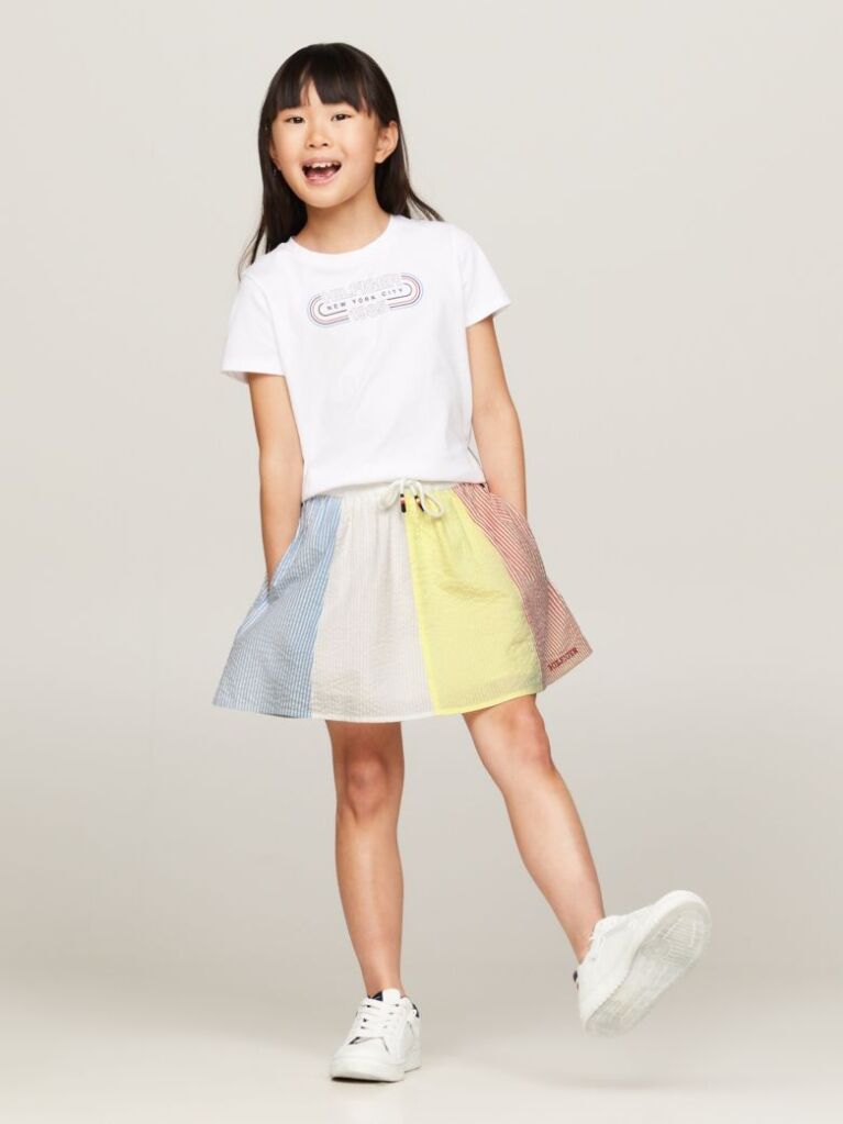 Multi Seersucker Stripe A-Line Skirt  Girls