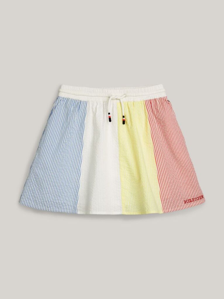 Multi Seersucker Stripe A-Line Skirt  Girls