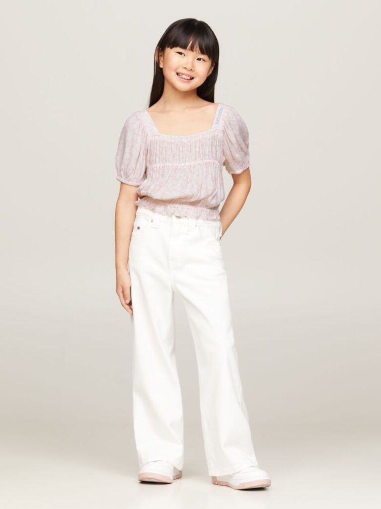 Pink Ditsy Floral Print Cropped Top  Girls