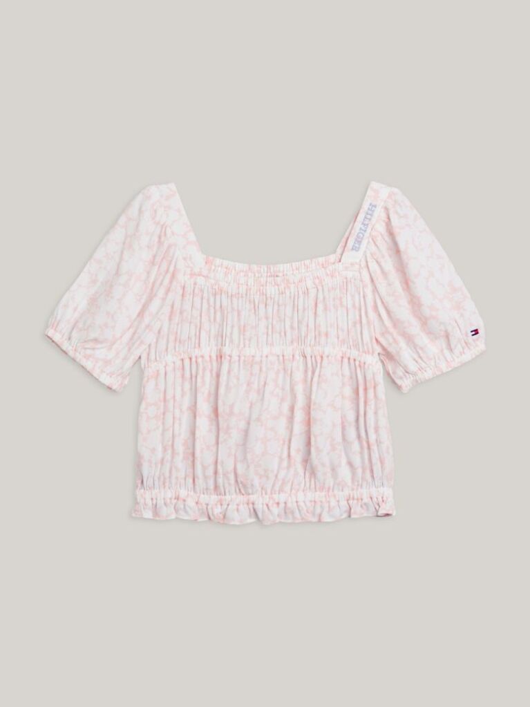 Pink Ditsy Floral Print Cropped Top  Girls