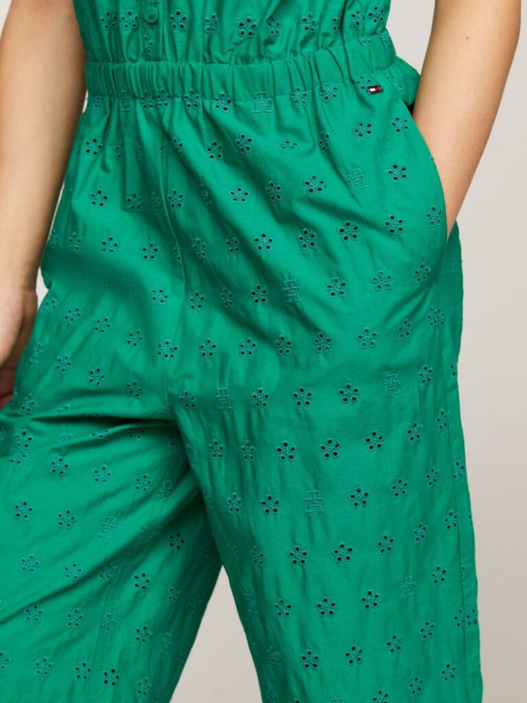 Green TH Monogram Broderie Anglaise Jumpsuit  Girls