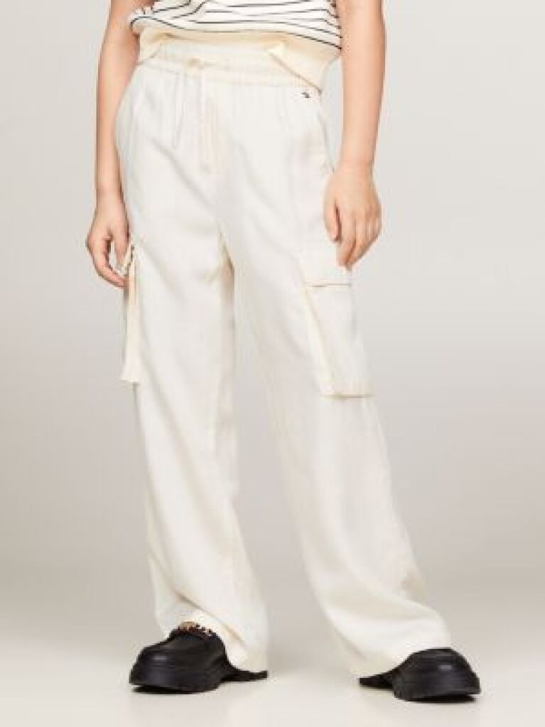 Beige Essential Satin Cargo Trousers  Girls