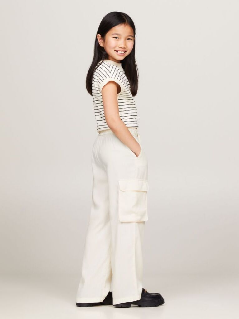 Beige Essential Satin Cargo Trousers  Girls