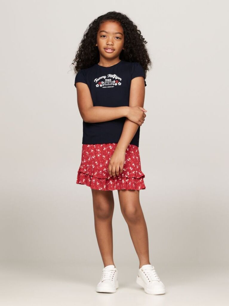 Blue Tricou Slim Fit Cu Logo Floral  Fete