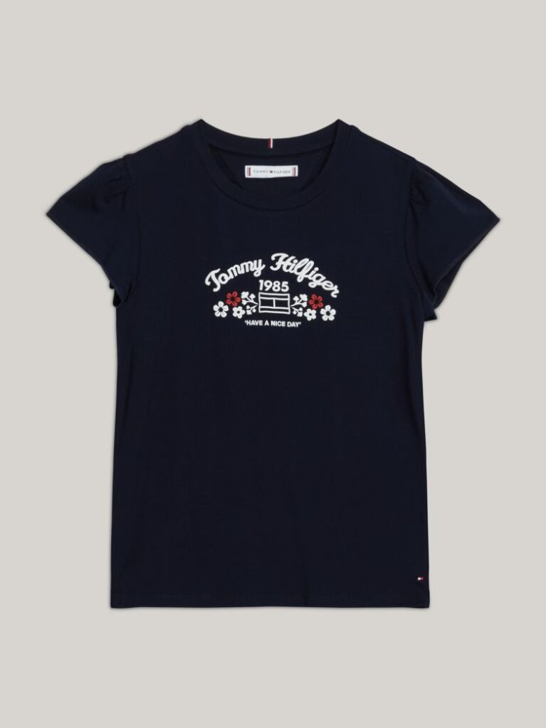 Blue Tricou Slim Fit Cu Logo Floral  Fete
