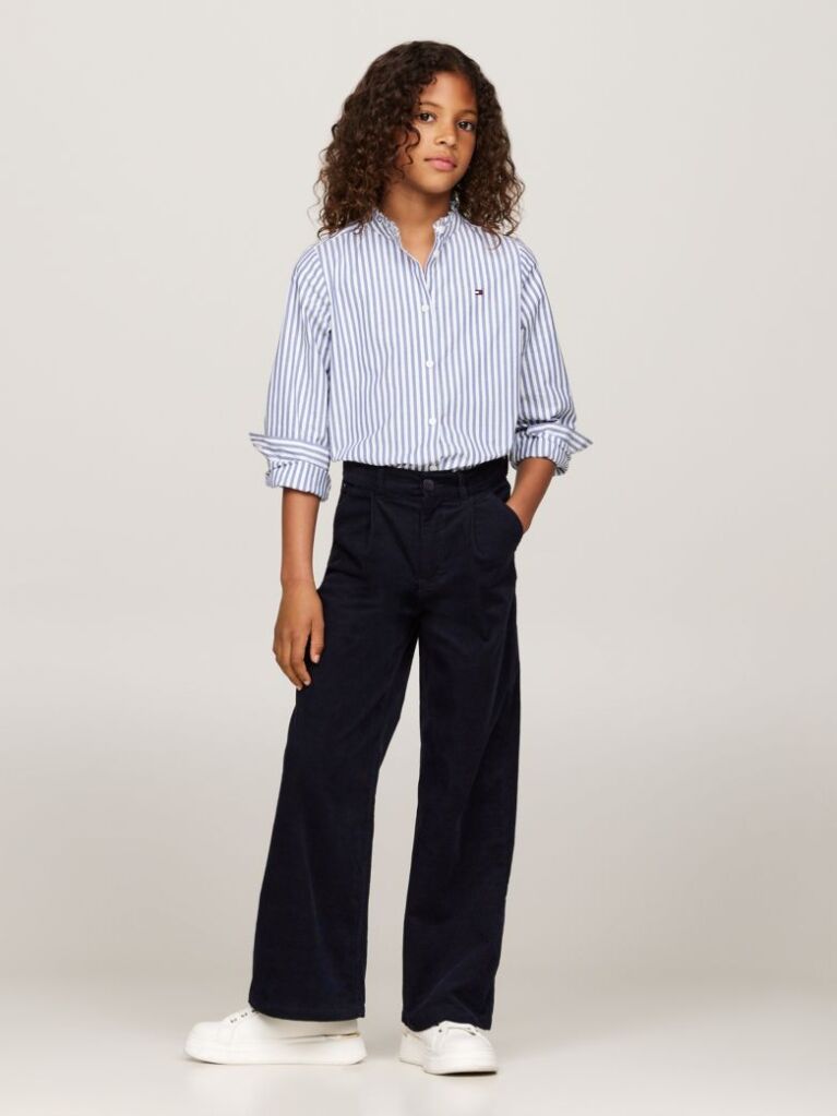 Blue Pantaloni Chino Largi Din Velur  Fete