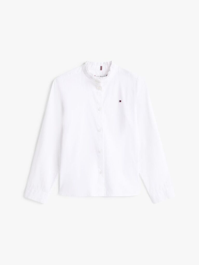 Alb Bluza Regular Cu Guler Cu Volane  Fete