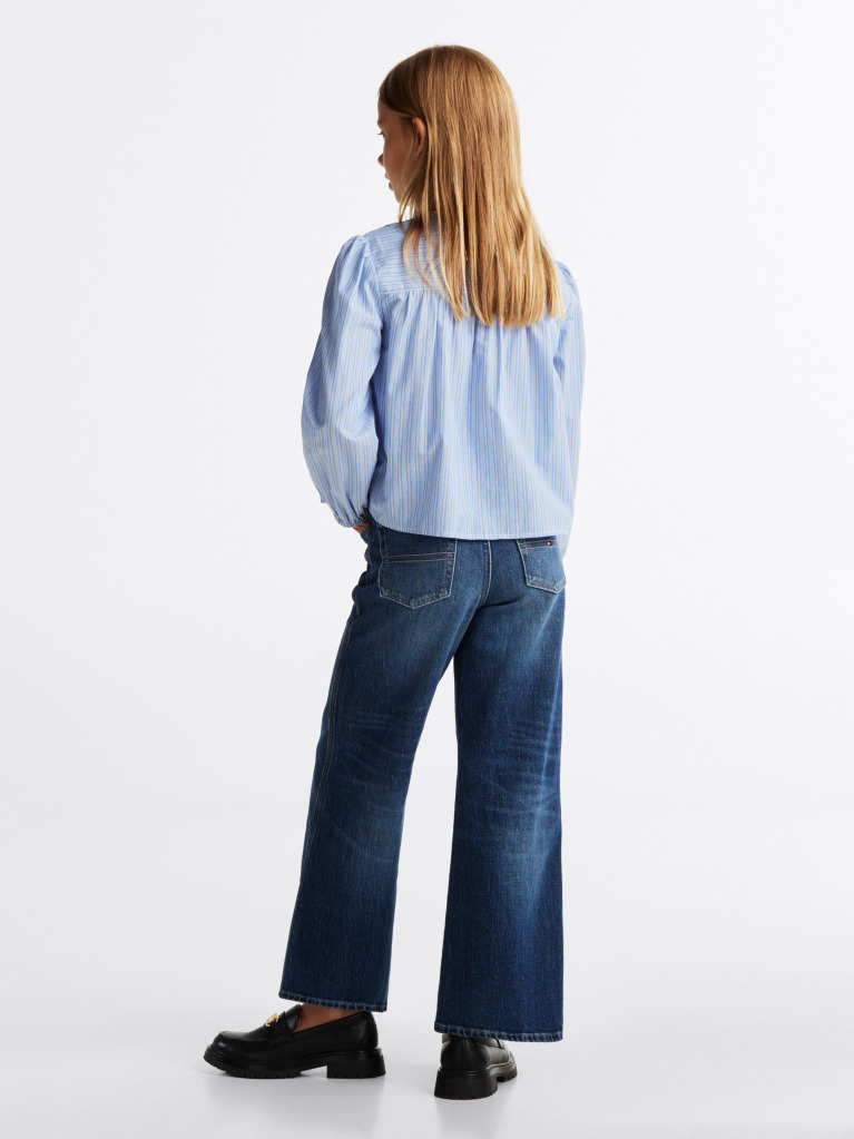 Blue Bluza Plisata Cu Dungi  Fete
