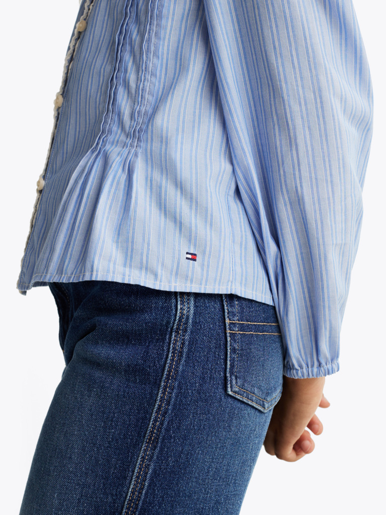 Blue Bluza Plisata Cu Dungi  Fete