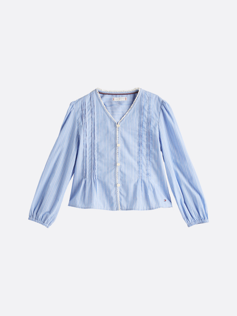 Blue Bluza Plisata Cu Dungi  Fete
