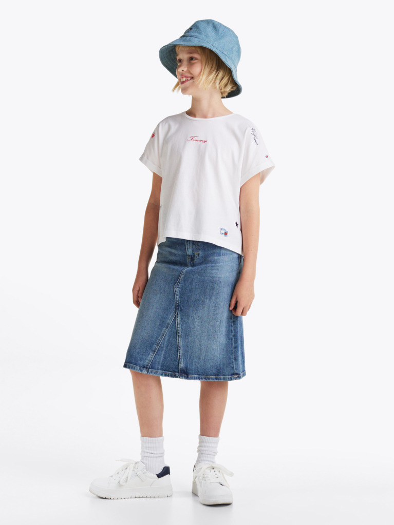 White Star Embroidered Knit Top  Girls