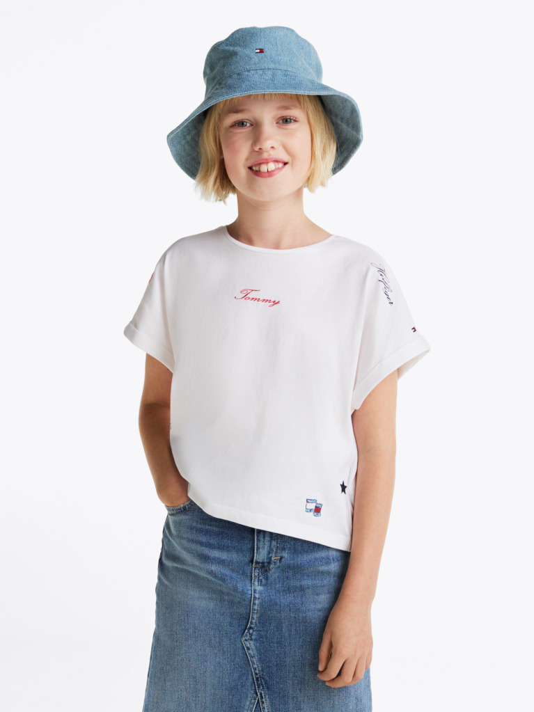 White Star Embroidered Knit Top  Girls