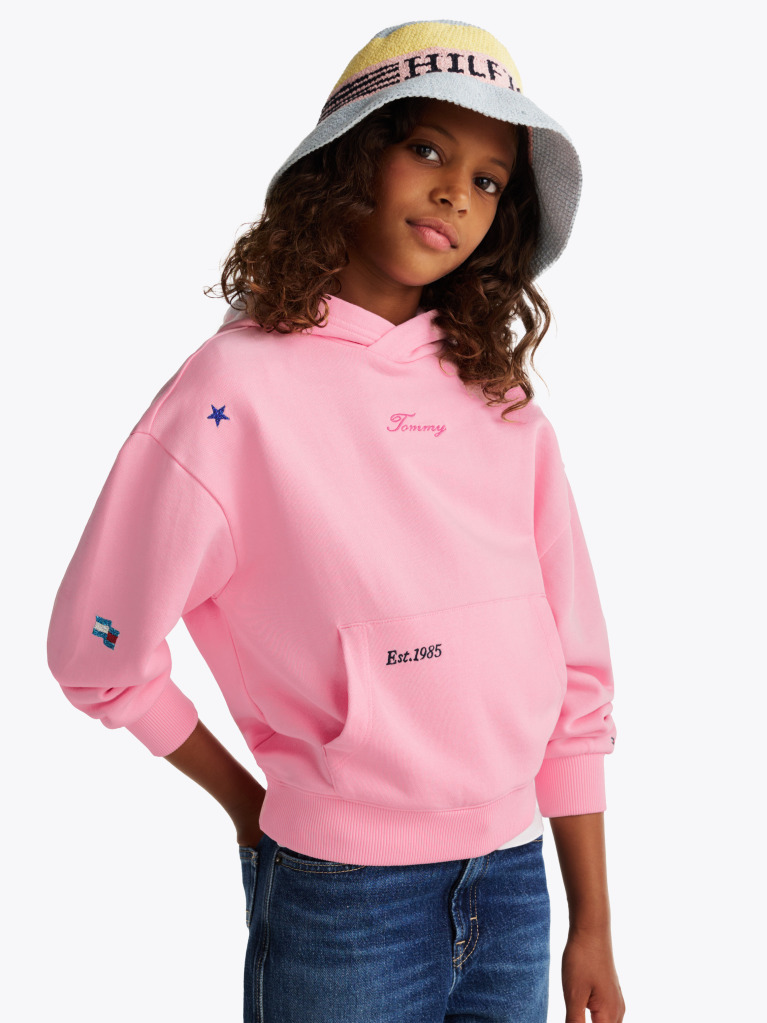 Roz Hanorac Relaxat Cu Broderie In Forma De Stea  Fete