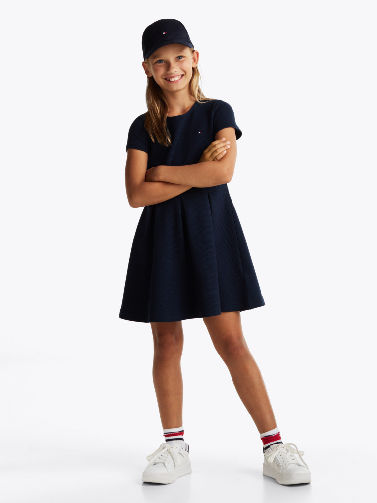 Blue Rochie Skater Fit And Flare Cu Dungi  Fete
