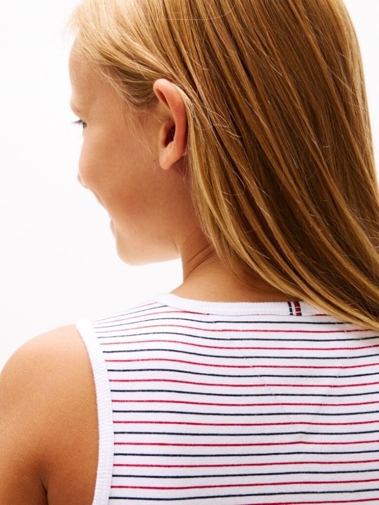 Multi Top Fara Maneci Cu Peplum Si Dungi  Fete