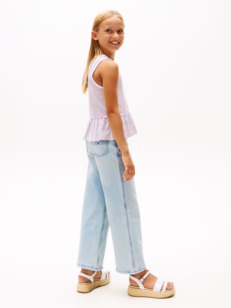 Multi Top Fara Maneci Cu Peplum Si Dungi  Fete