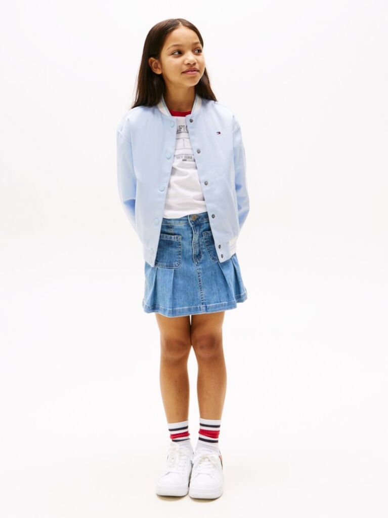 Blue Relaxed Back Logo Varsity Jacket  Girls