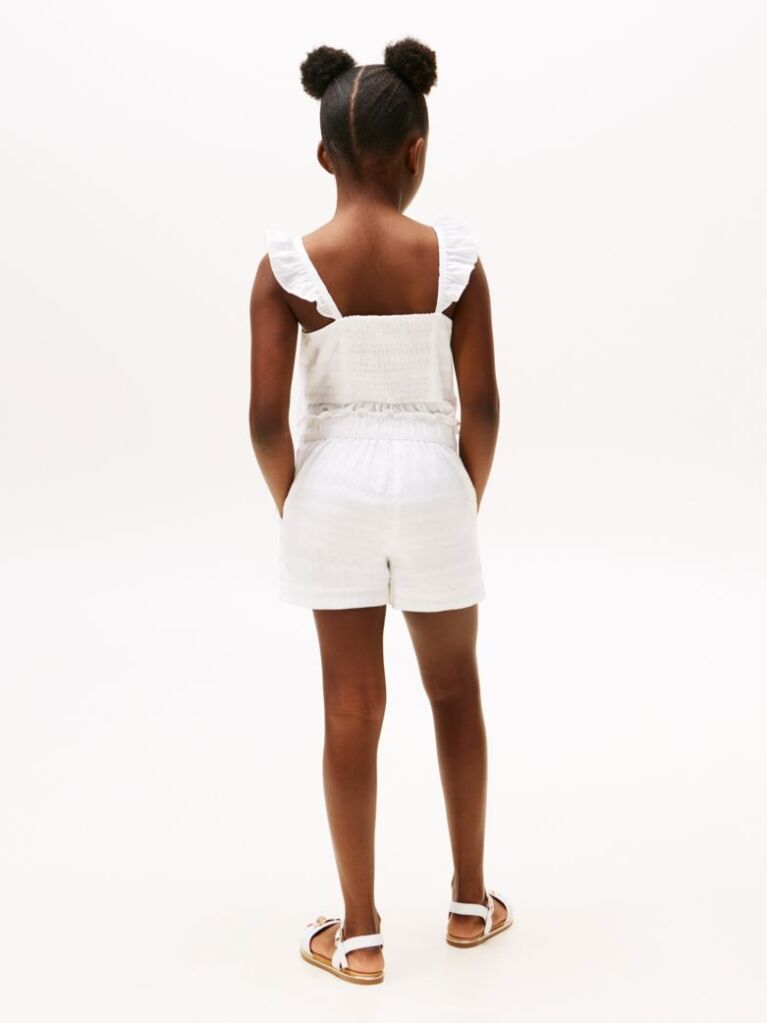 Alb Pantaloni Scurti Texturate  Fete
