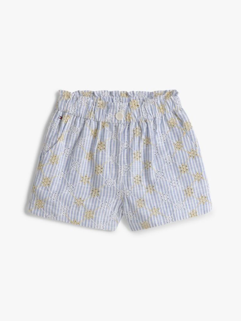 Multi Pantaloni Scurti Cu Dungi Si Broderie Englezeasca  Fete