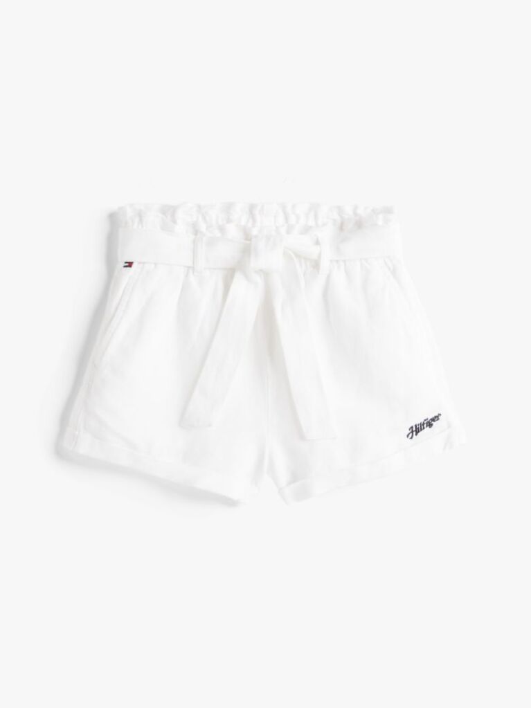 Alb Pantaloni Scurti Din Amestec De In  Fete