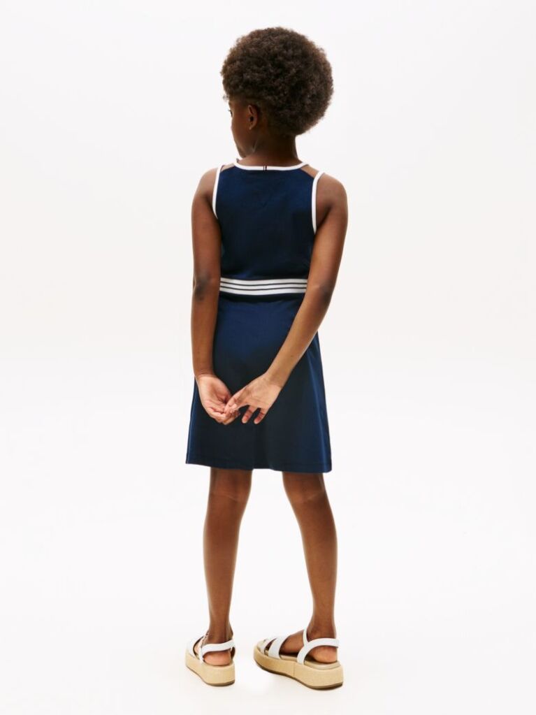 Blue Rochie Fara Maneci Cu Guler Rotund Si Croiala Tip Skater  Fete