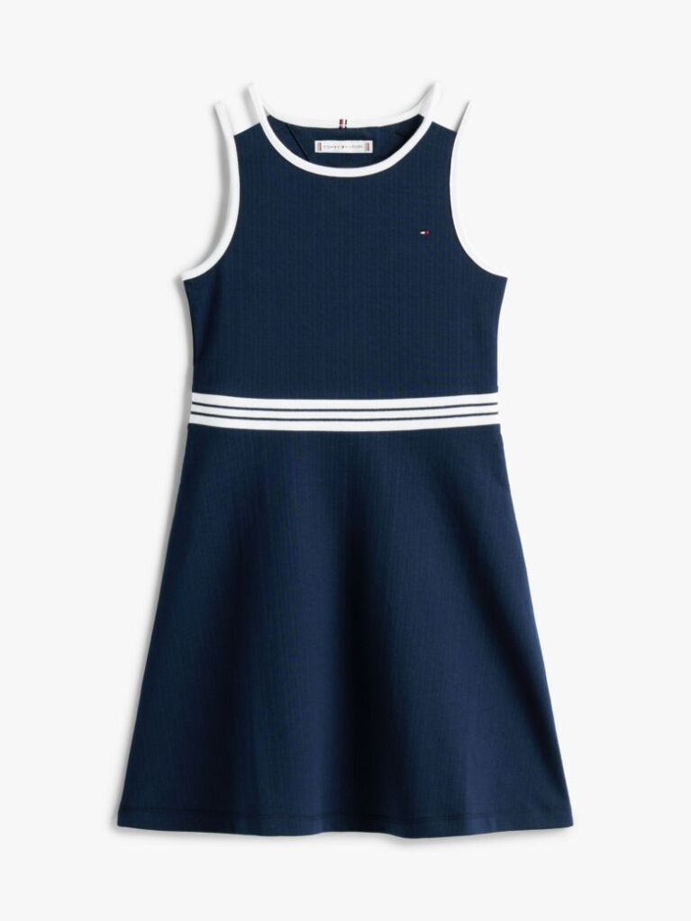 Blue Rochie Fara Maneci Cu Guler Rotund Si Croiala Tip Skater  Fete