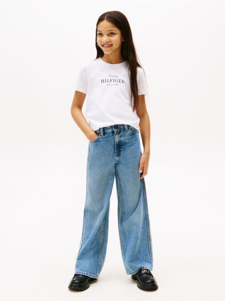 White Glitter Logo Crew Neck T-Shirt  Girls