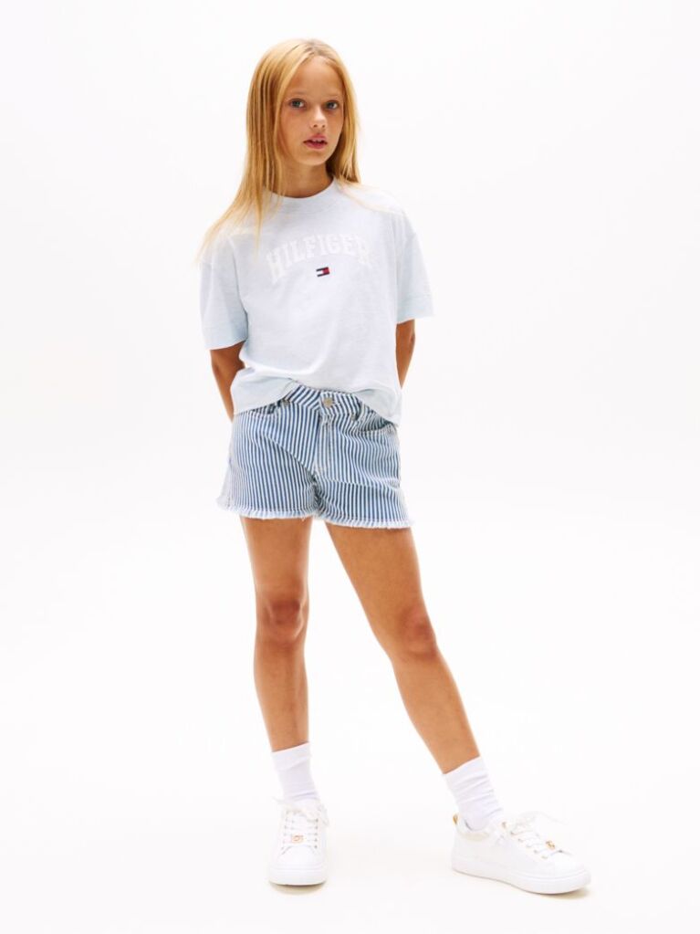 Blue Tricou Mélange Cu Logo Varsity  Fete