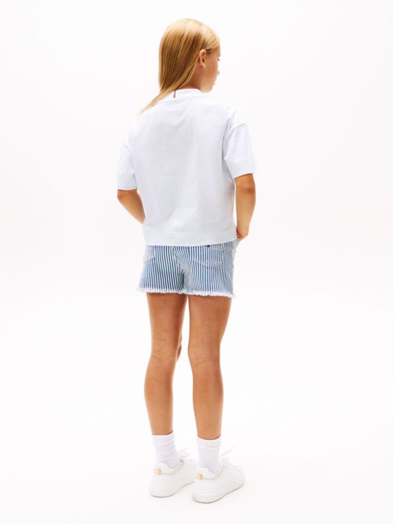 Blue Tricou Mélange Cu Logo Varsity  Fete