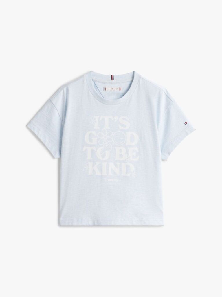 Blue Tricou Relaxat Cu Imprimeu Grafic  Fete