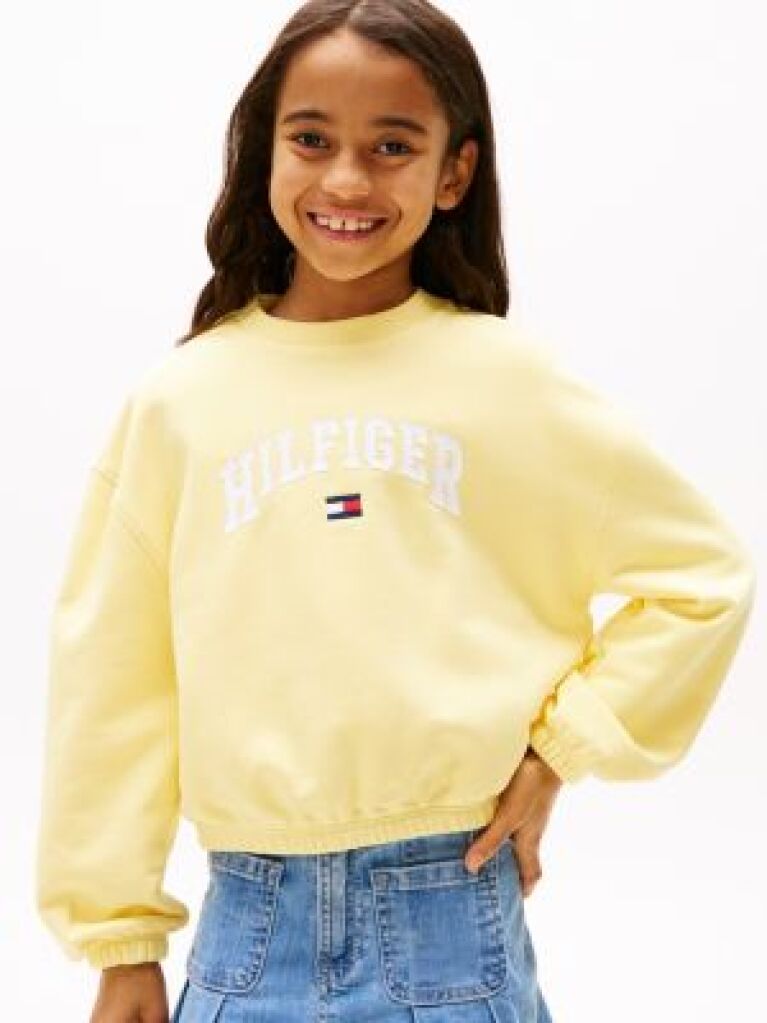 Galben Hanorac Relaxat Cu Logo Varsity  Fete