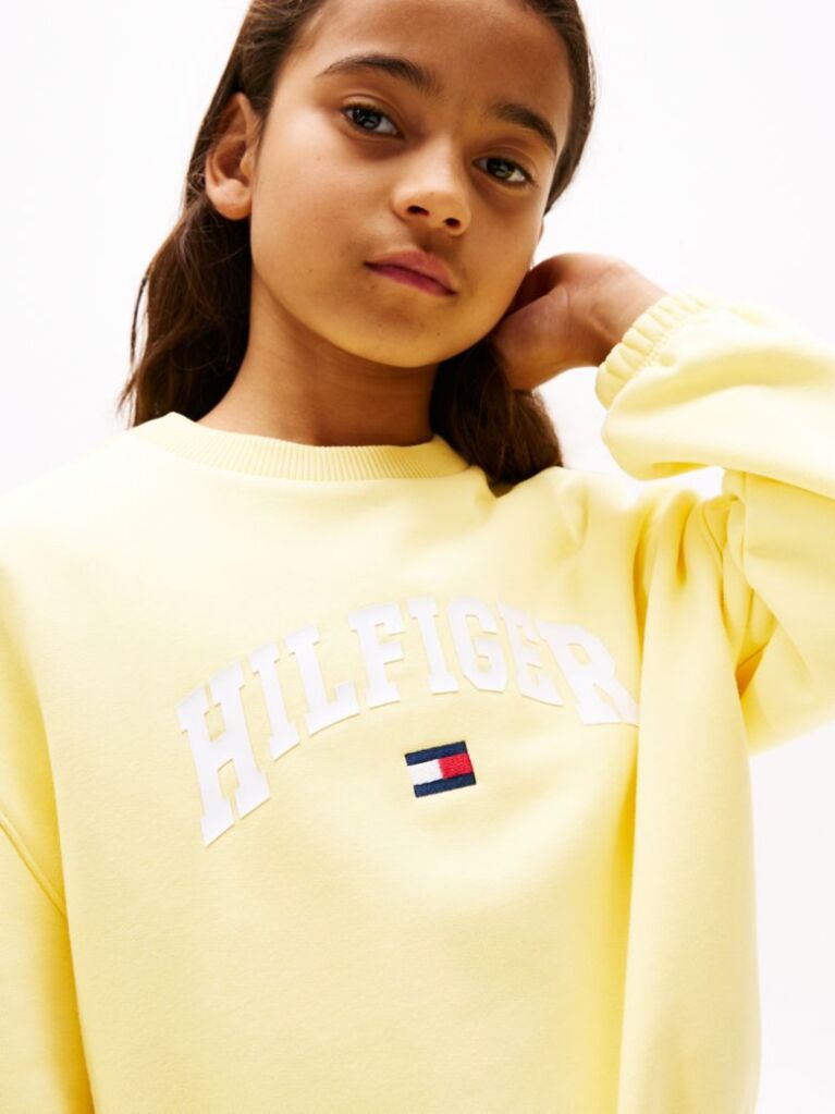 Galben Hanorac Relaxat Cu Logo Varsity  Fete