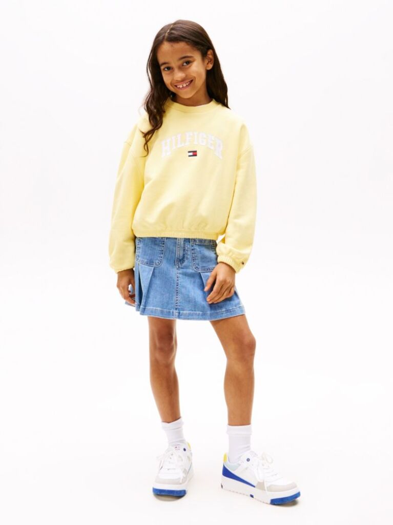 Galben Hanorac Relaxat Cu Logo Varsity  Fete