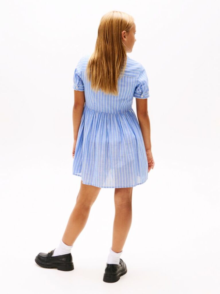 Blue Rochie Camasa Cu Maneca Scurta In Dungi  Fete