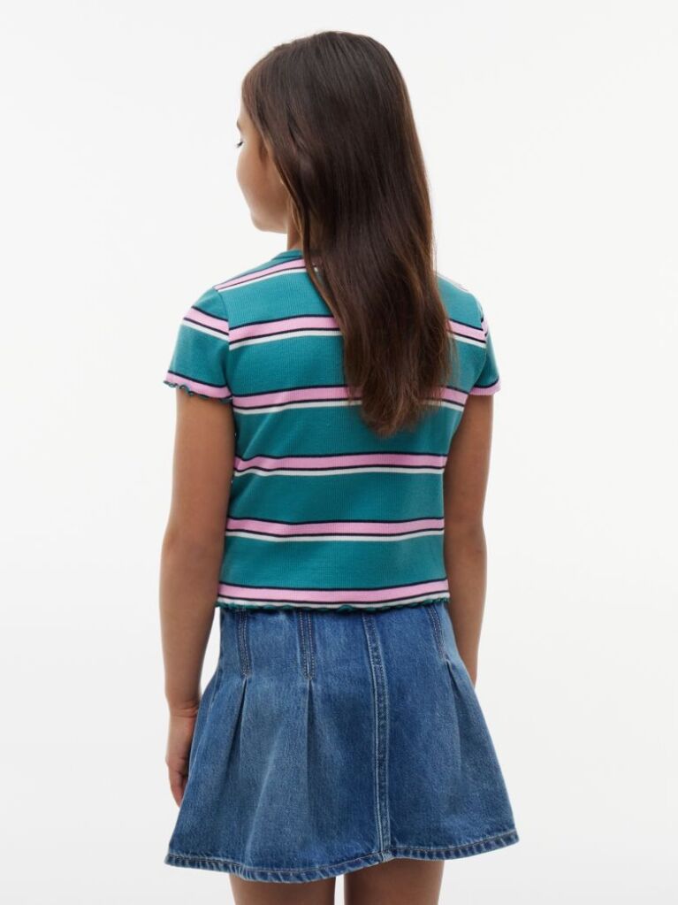 Multi Essential Extra Slim Ribbed Short Sleeve Top  Girls