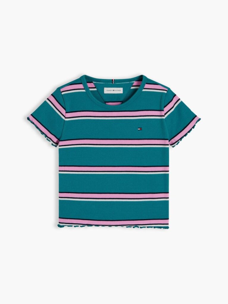 Multi Essential Extra Slim Ribbed Short Sleeve Top  Girls