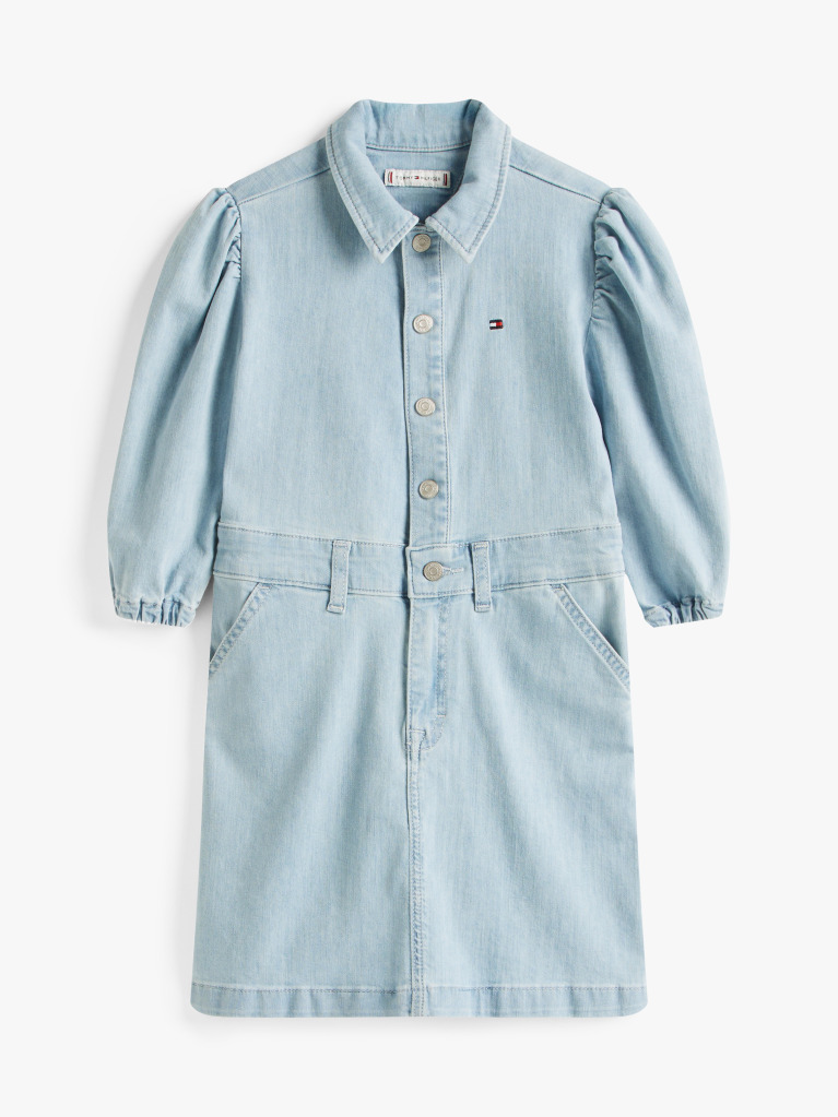 Blue Rochie Din Denim Cu Maneci Bufante  Fete