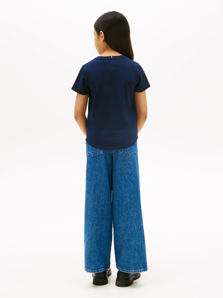 Blue Tricou Slim Cu Logo Metalic  Fete