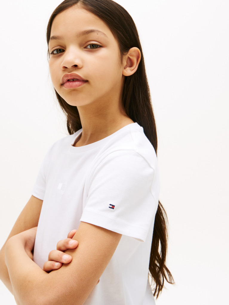 Alb Tricou Cu Maneca Scurta Si Flag Tonal   Fete