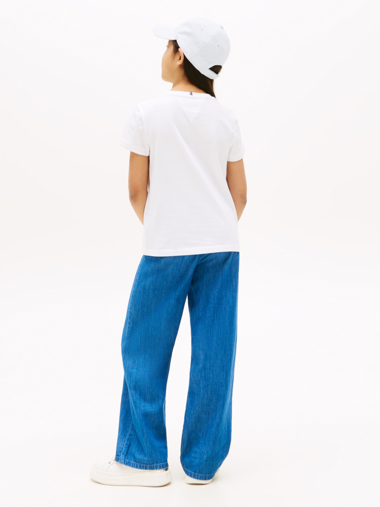 Alb Tricou Cu Maneca Scurta Si Flag Tonal   Fete