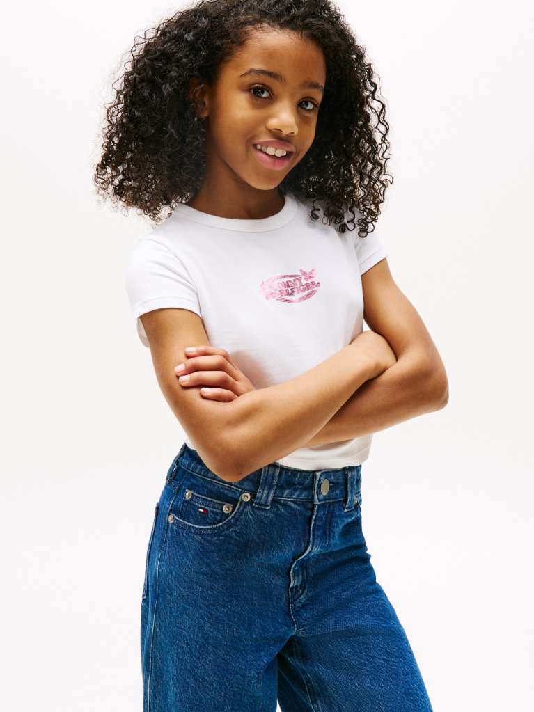Alb Tricou Extra Slim Cu Logo Metalic  Fete