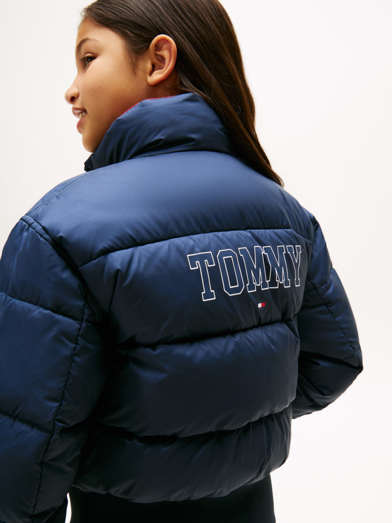 Blue Reversible Relaxed Puffer Bomber Jacket  Girls